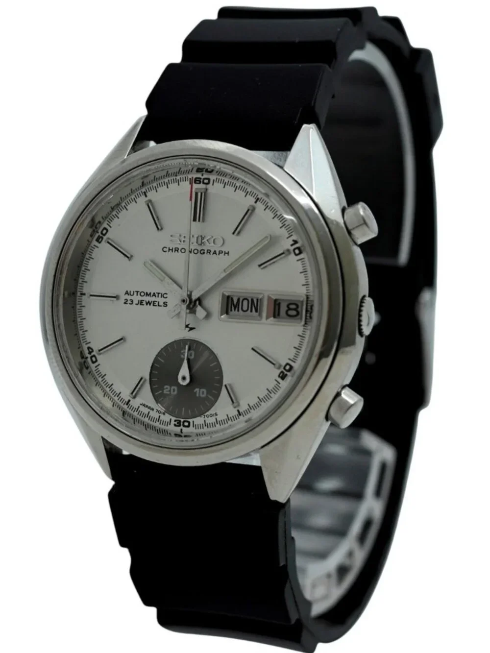 Seiko 37mm Men's Flyback Automatic Chronograph Day-Date Watch! Ref: 7018-7000!